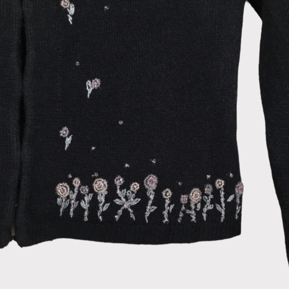 Johnathan Martin Beaded Flower Cardigan Vintage Sz Small Y2K CottageCore Dainty - Picture 6 of 11